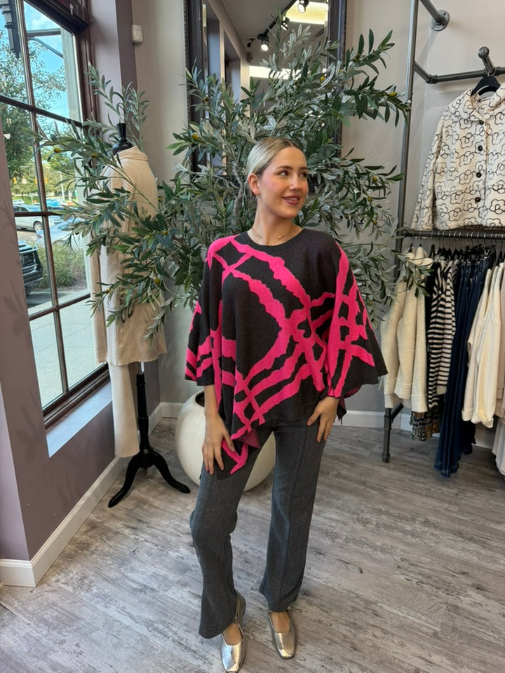 Abstract Knit Poncho