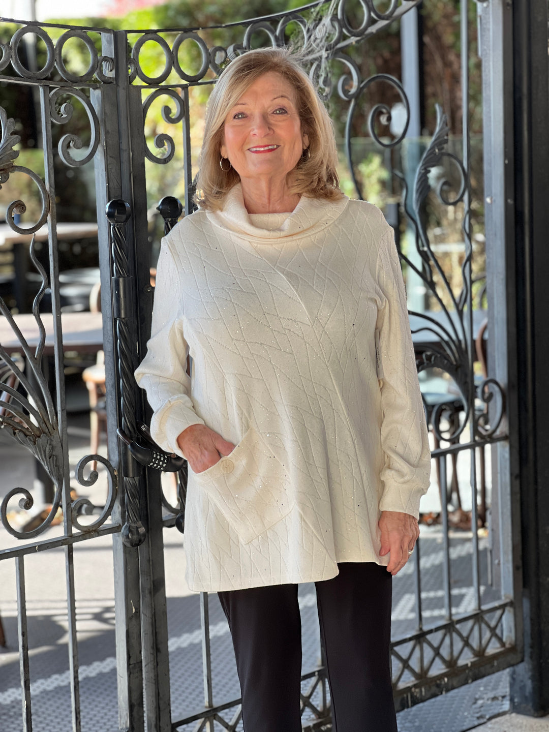 Pearl-y Cowl Neck Top