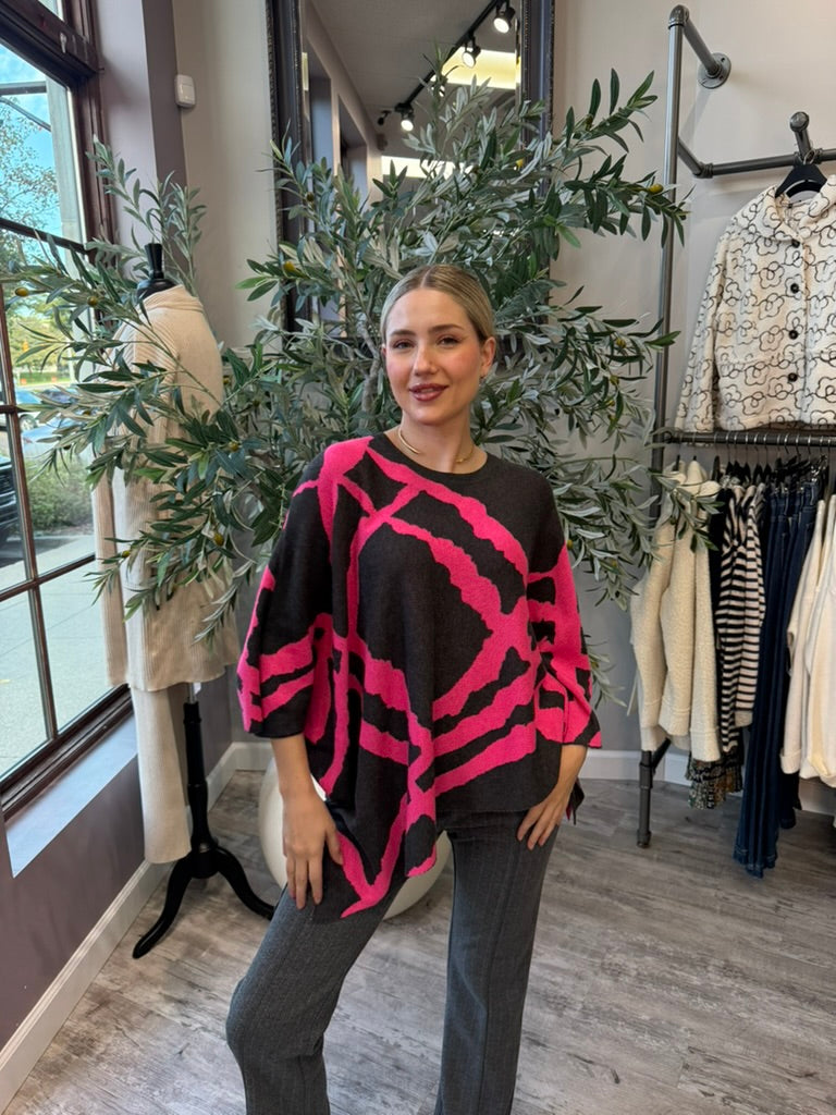 Abstract Knit Poncho