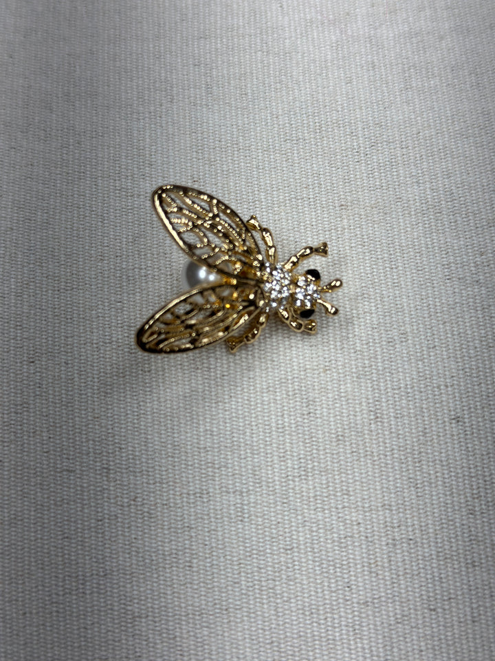 Gold Bee with Pearl Shoe Charm