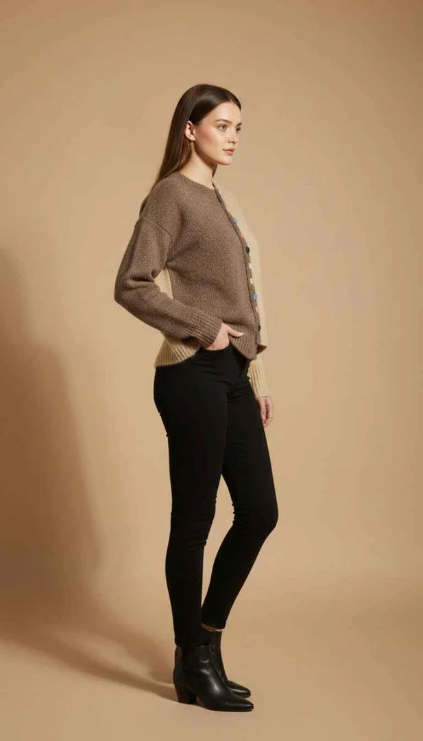 Pebble Button 2-Tone Cardigan