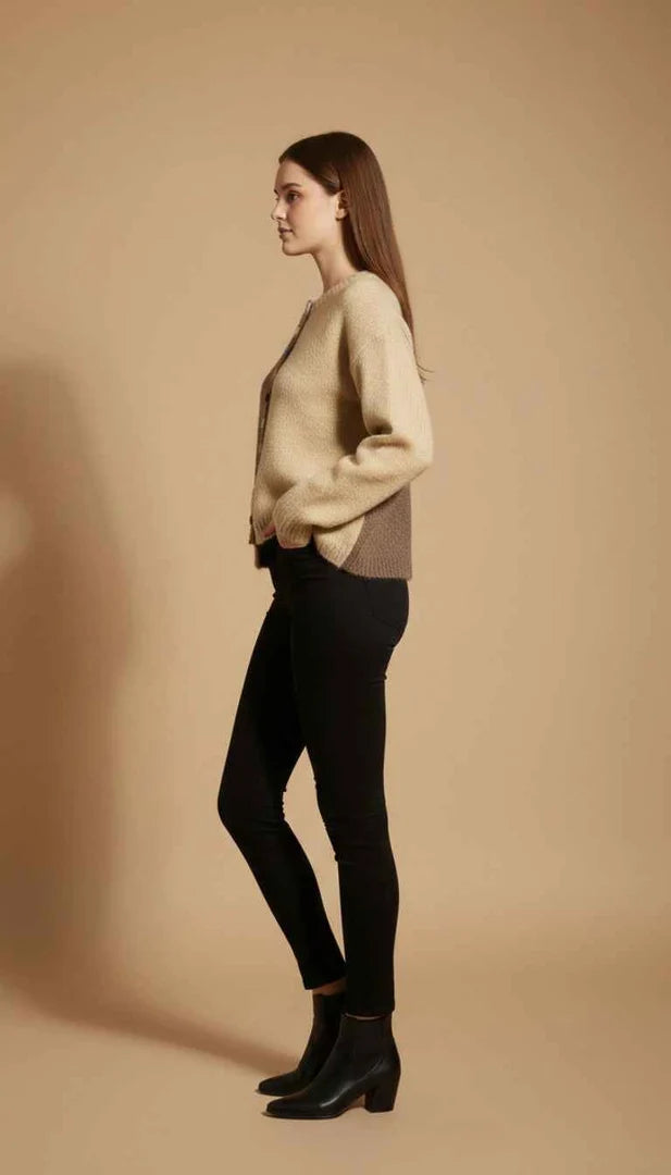Pebble Button 2-Tone Cardigan