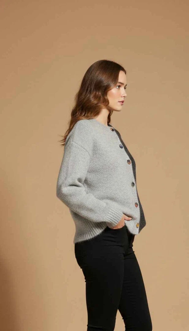 Pebble Button 2-Tone Cardigan