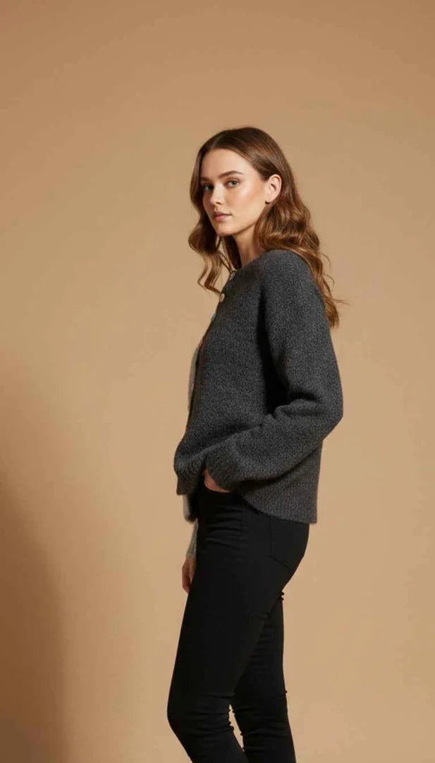 Pebble Button 2-Tone Cardigan