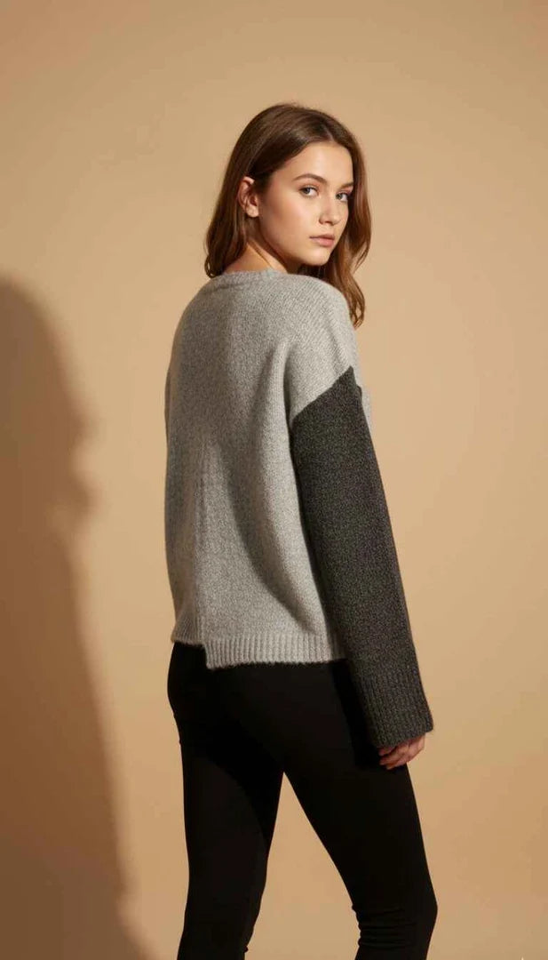 Pebble Button 2-Tone Cardigan
