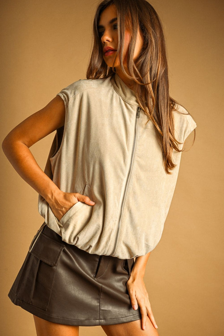Suede Zipper Vest