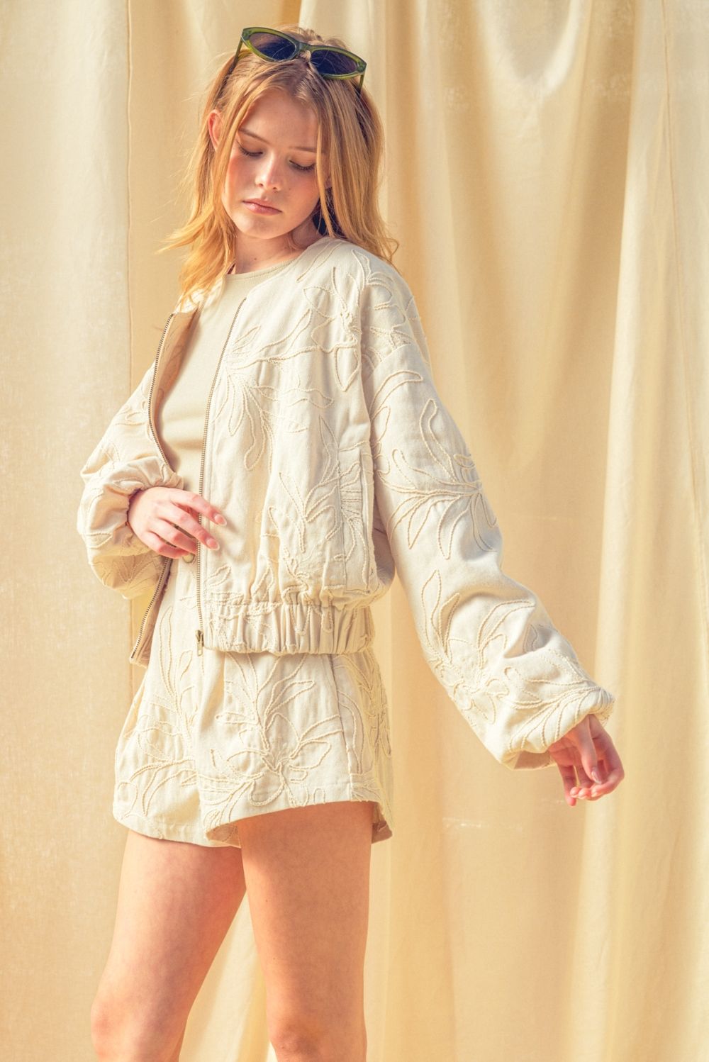 Mychaela Linen Bomber Jacket
