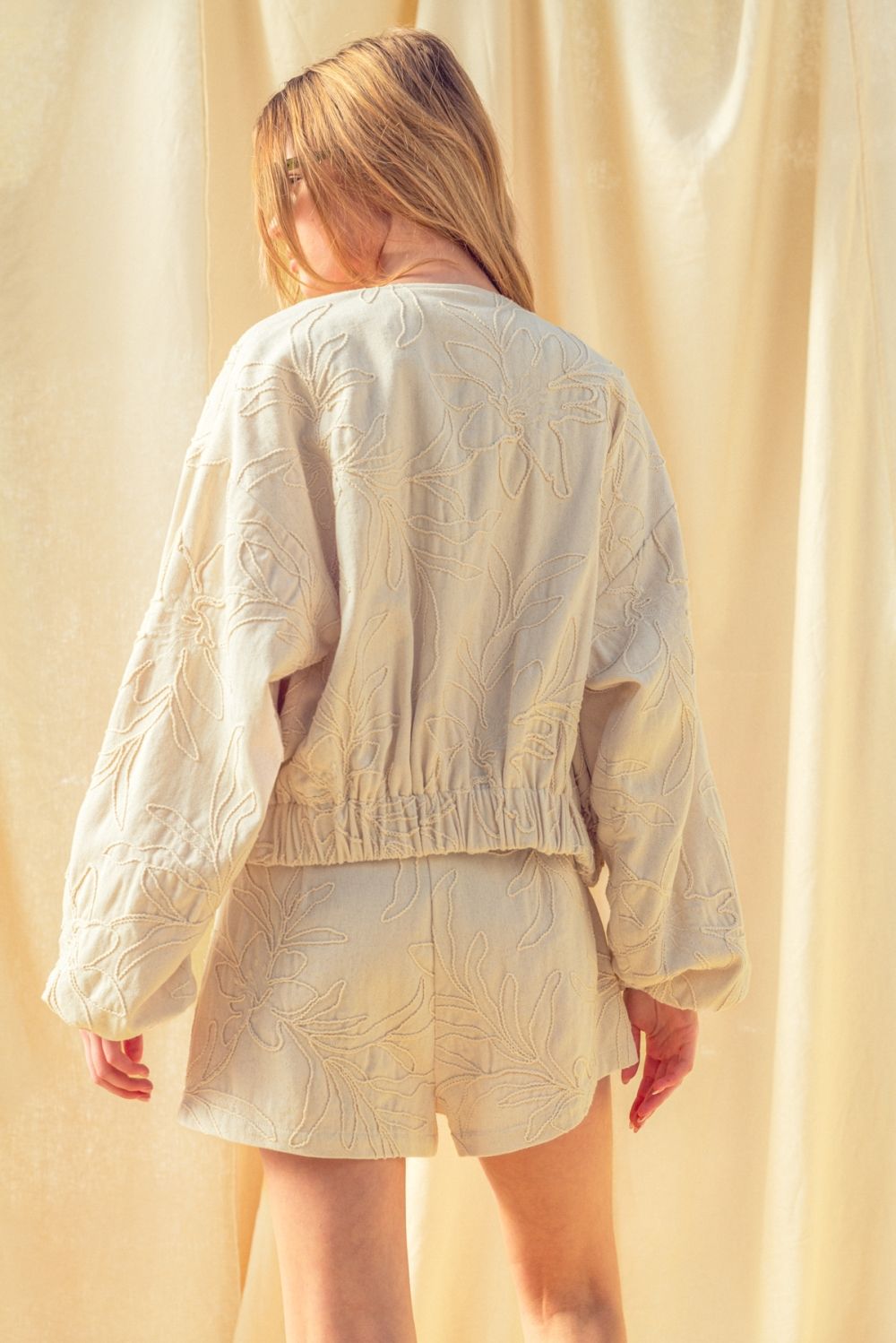Mychaela Linen Bomber Jacket