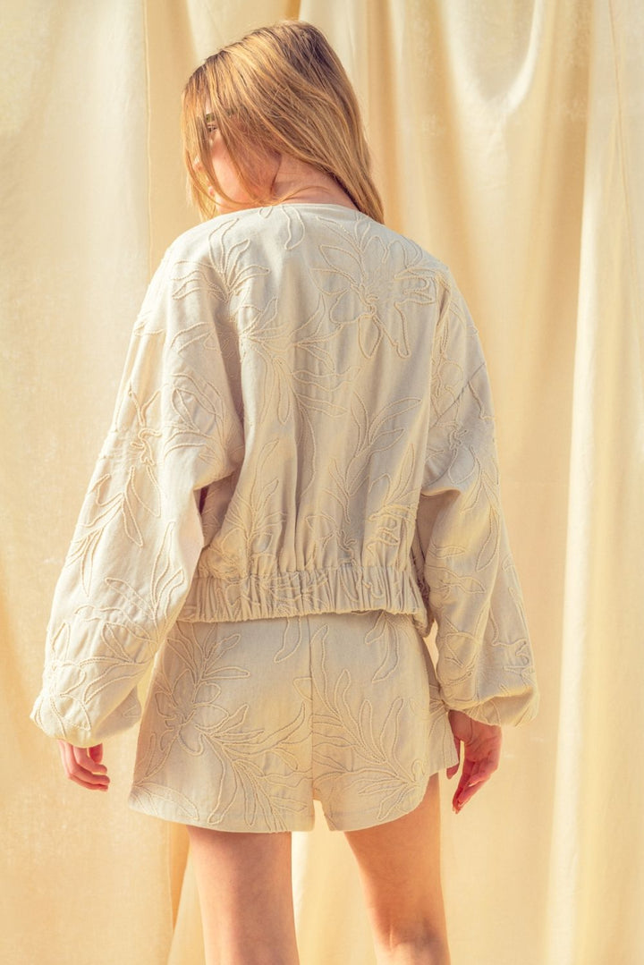 Mychaela Linen Bomber Jacket
