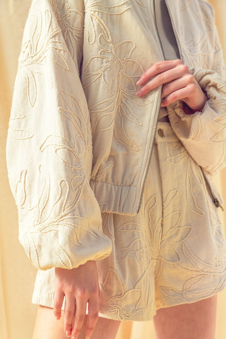 Mychaela Linen Bomber Jacket