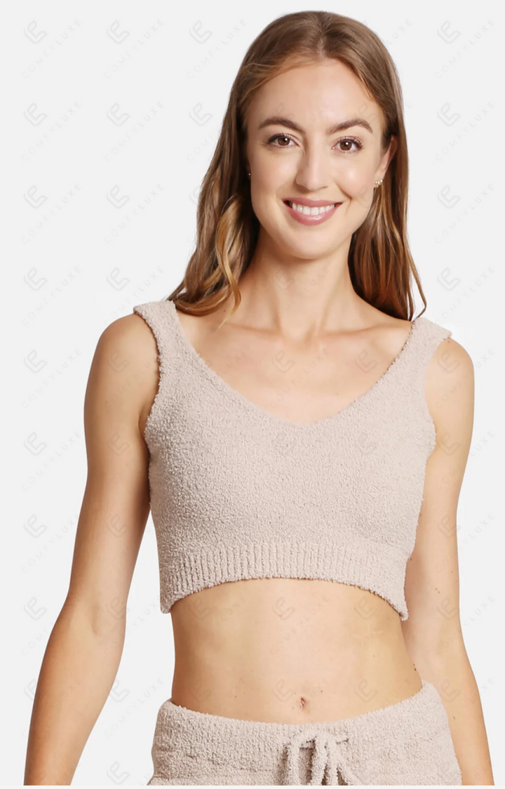 Solid Plush Tank Top in Beige - Jasmine Trading