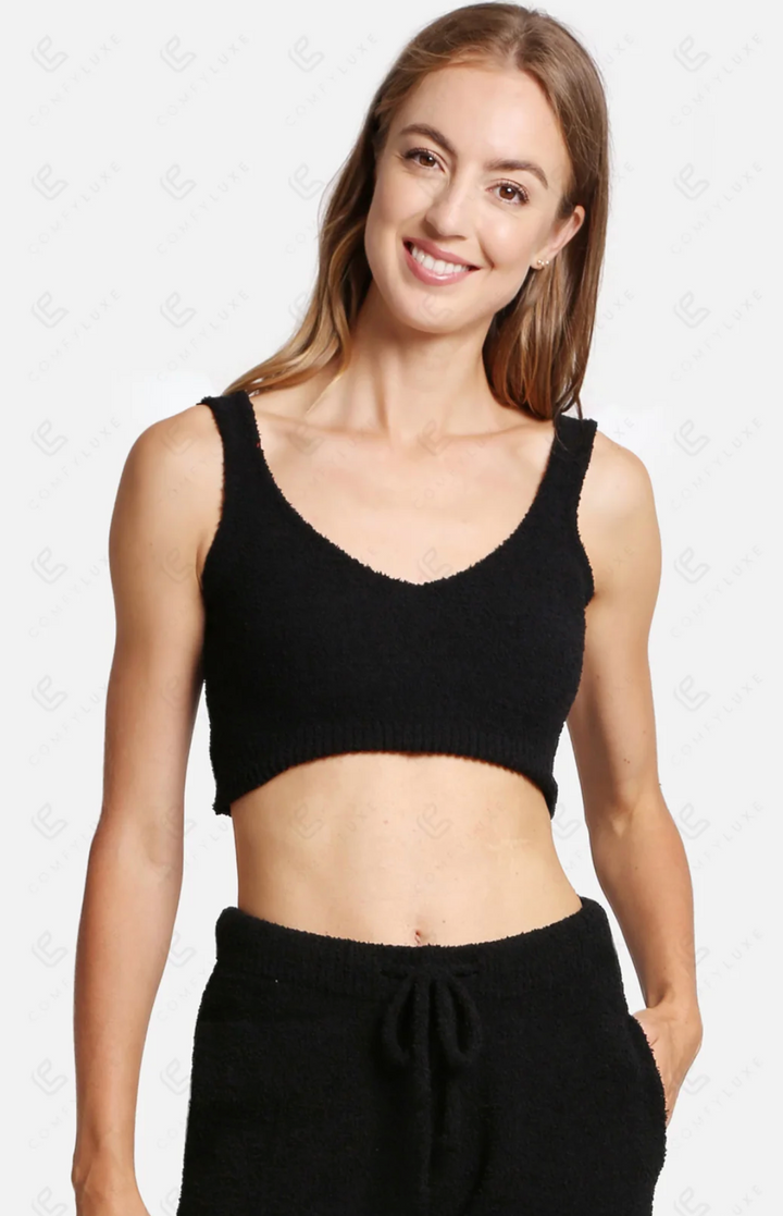 Solid Plush Tank Top in Black - Jasmine Trading