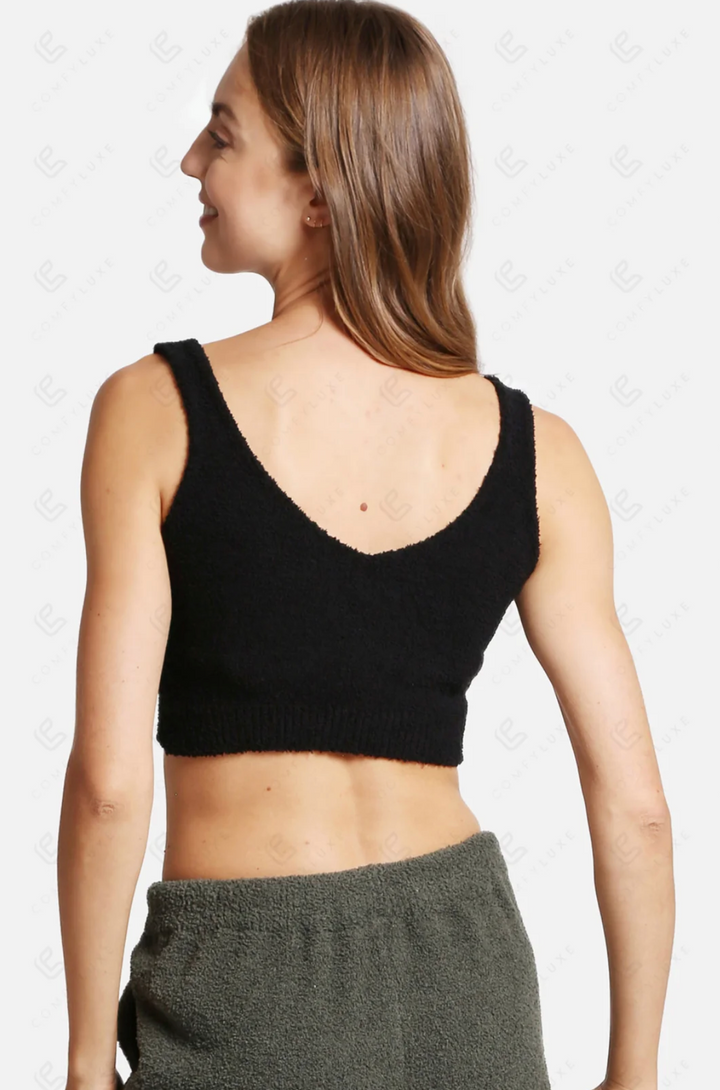 Solid Plush Tank Top in Black - Jasmine Trading