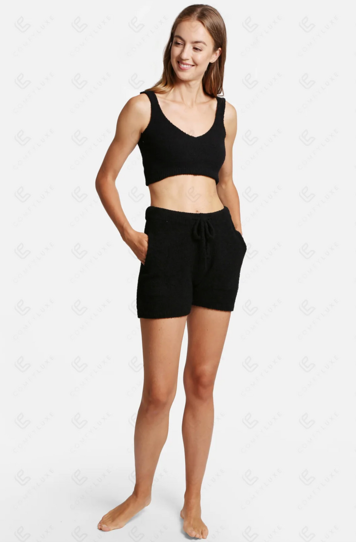Solid Plush Tank Top in Black - Jasmine Trading