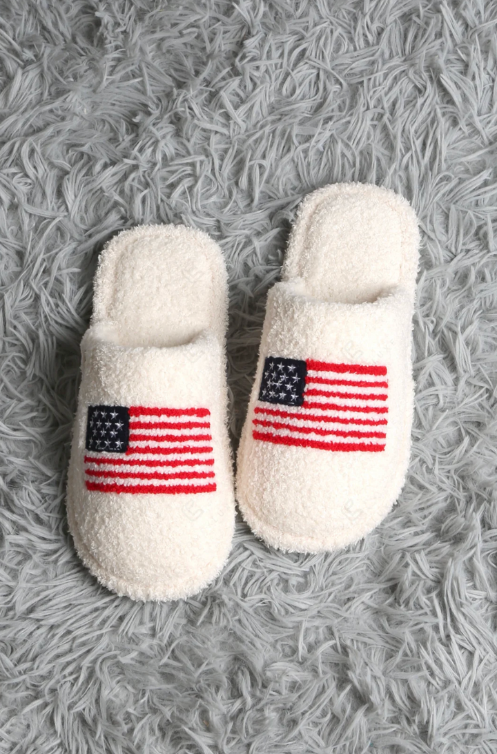 American Flag Slippers in Red/Navy - Jasmine Trading