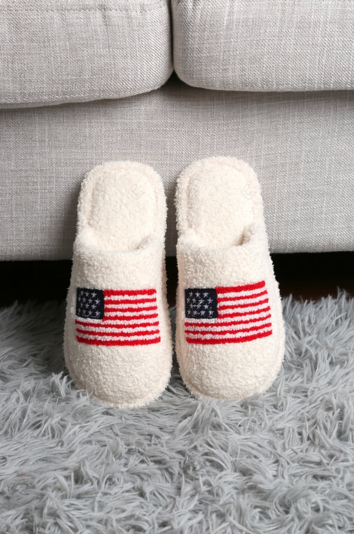 American Flag Slippers in Red/Navy - Jasmine Trading