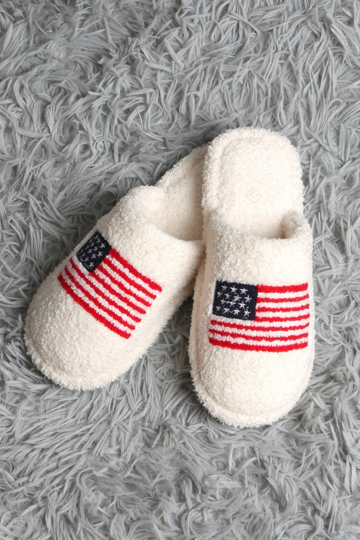 American Flag Slippers in Red/Navy - Jasmine Trading