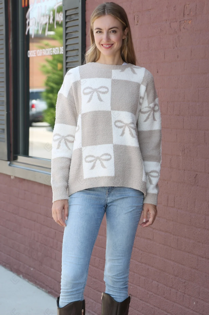 Ribbon Romance Sweater in Beige - Jasmine Trading
