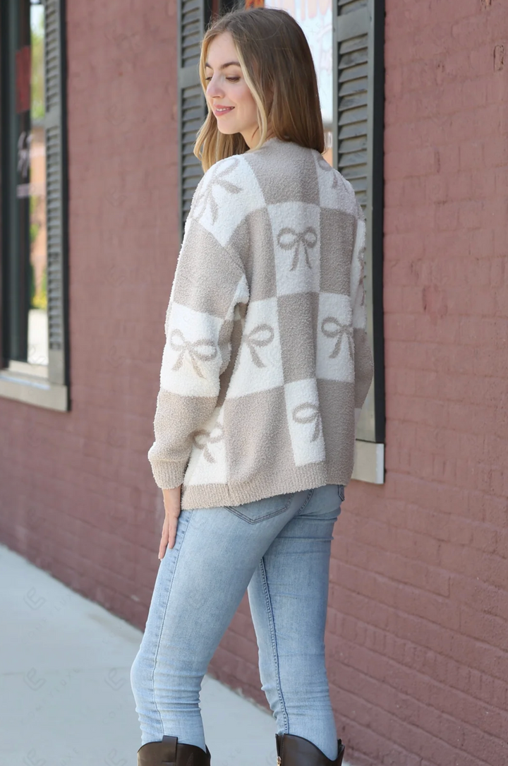 Ribbon Romance Sweater in Beige - Jasmine Trading