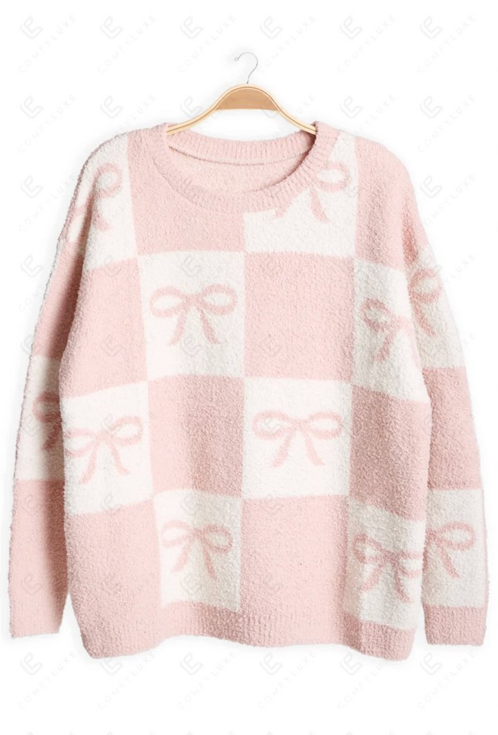 Ribbon Romance Sweater in Pink - Jasmine Trading
