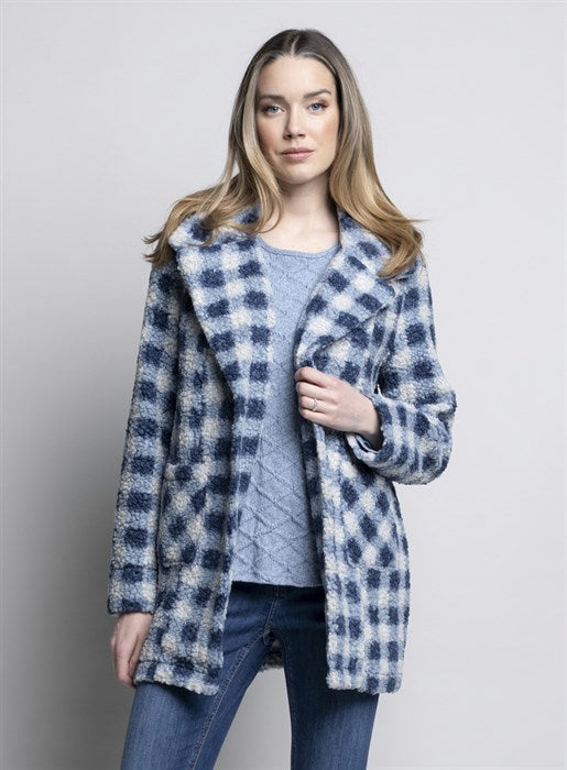 Blueberry Gingham Fleece Coat