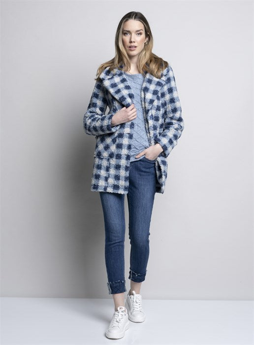 Blueberry Gingham Fleece Coat