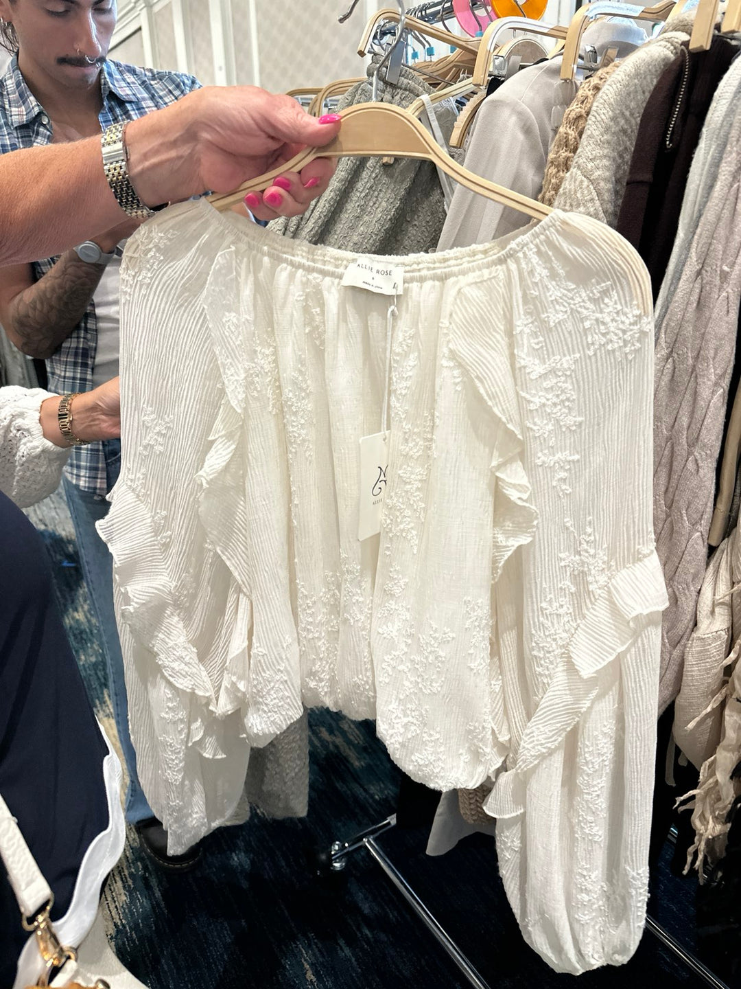 Elodie Embroidered Ruffle Blouse