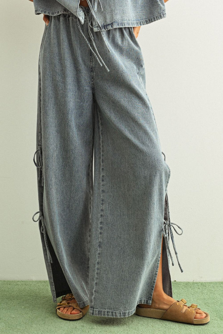 Desert Denim Side Tie Pants