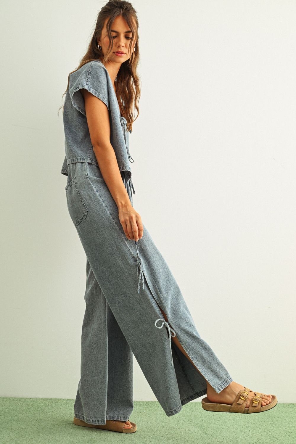 Desert Denim Side Tie Pants