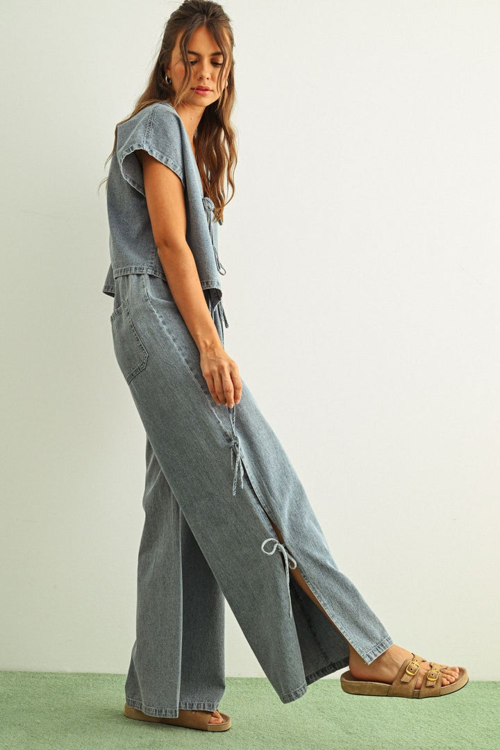Desert Denim Side Tie Pants