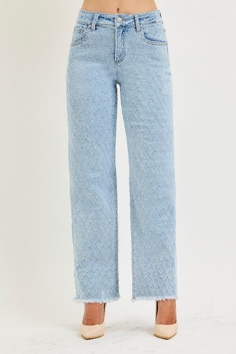 Light blue jeans on a white background