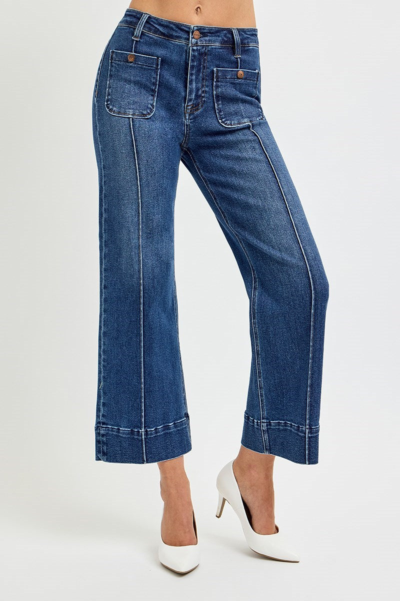 Kennedy Front Pocket High Rise Crop Wide Jean