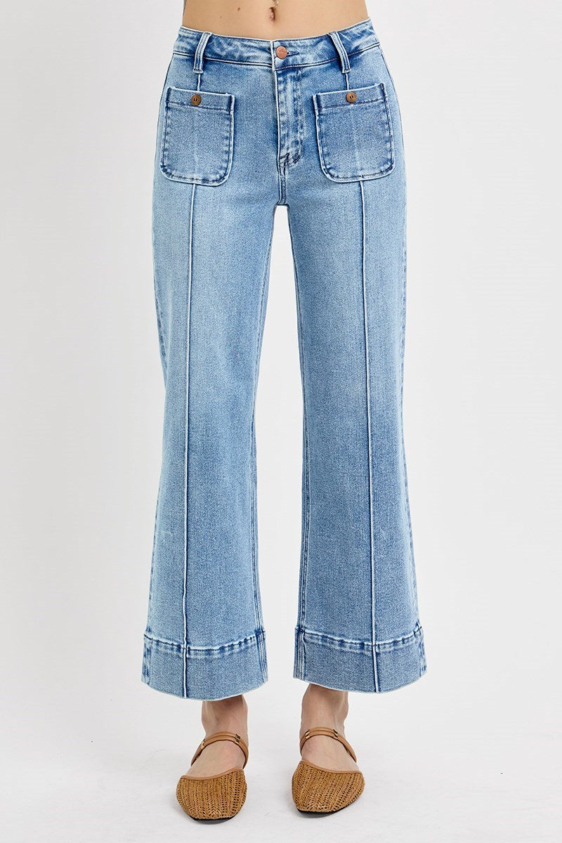 Kennedy Front Pocket High Rise Crop Wide Jean