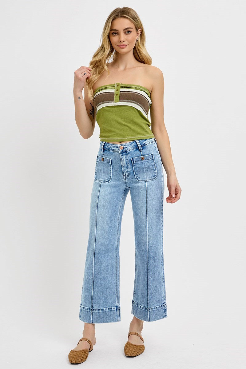 Kennedy Front Pocket High Rise Crop Wide Jean