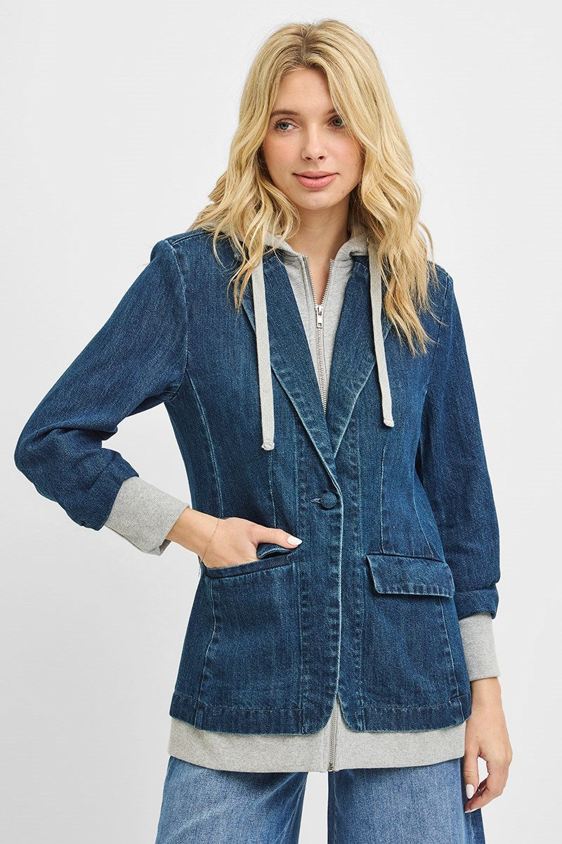 Denim Hoodie Blazer