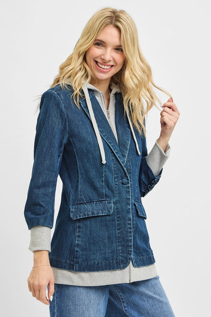 Denim Hoodie Blazer