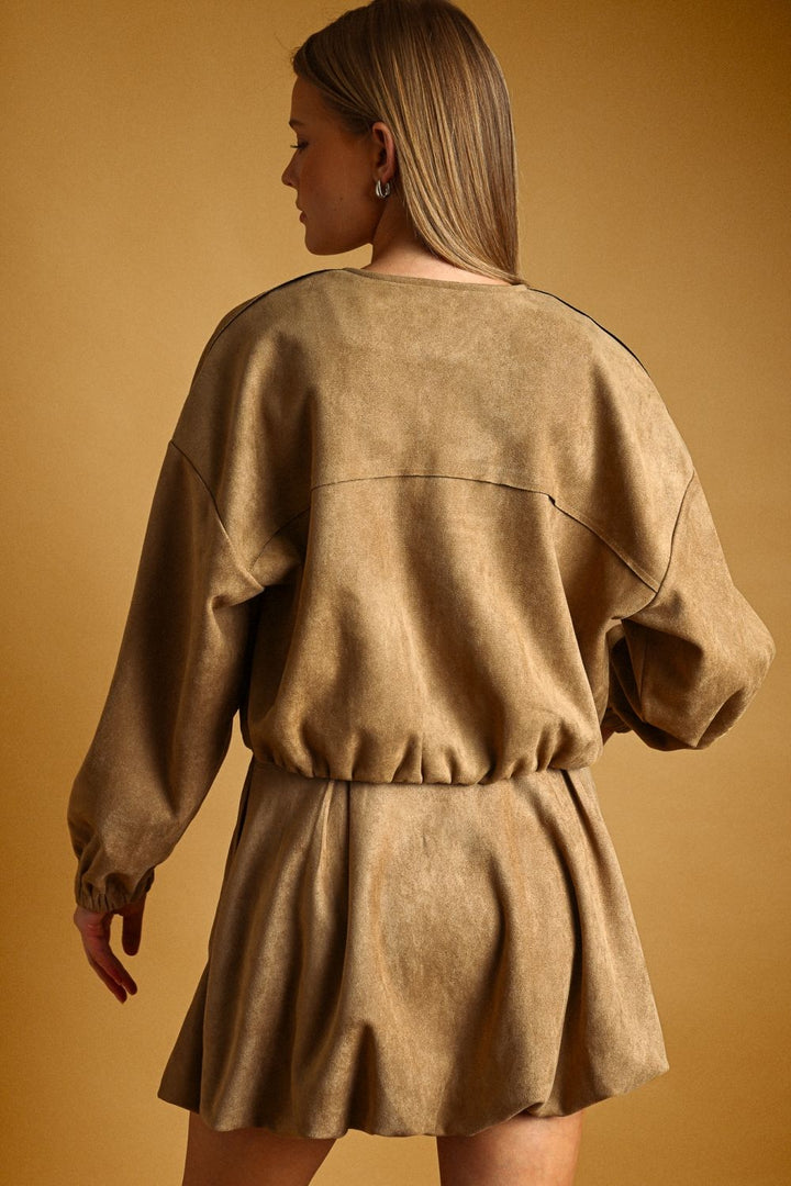 Mocha Muse Suede Bubble Skirt