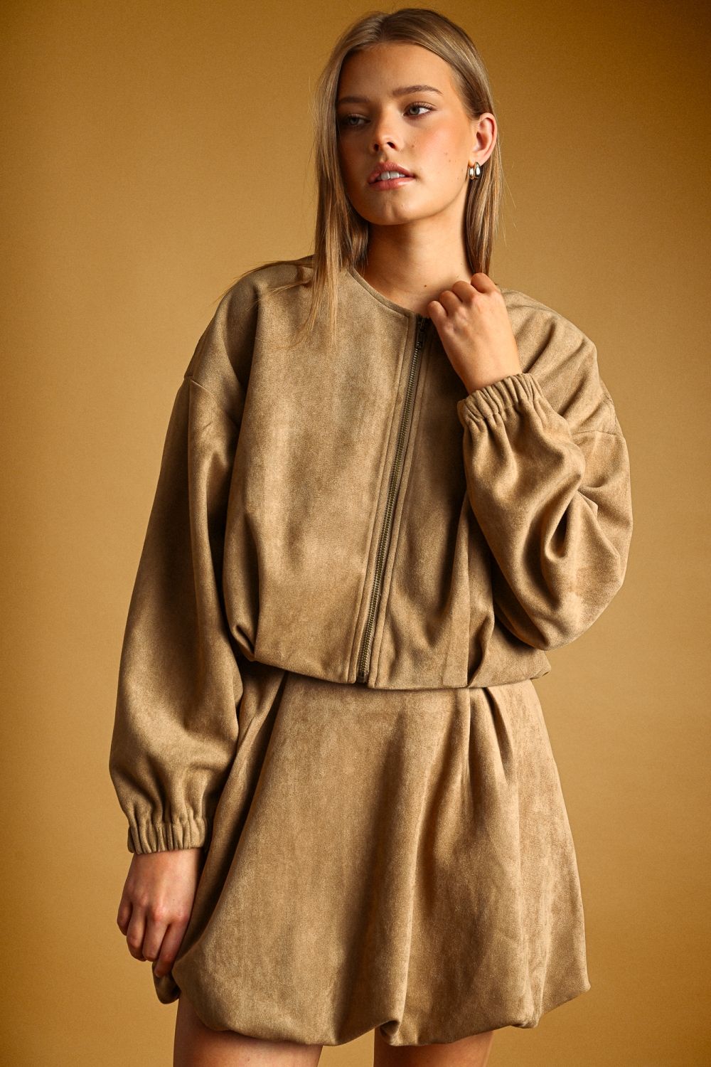 Mocha Muse Suede Bubble Skirt
