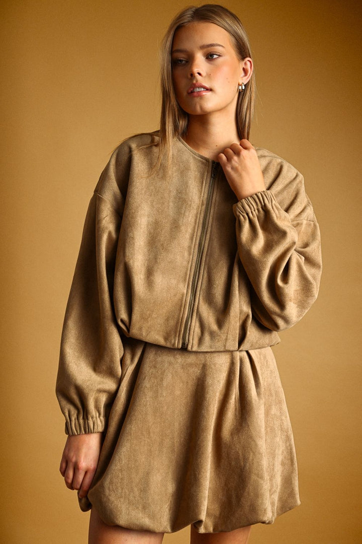 Mocha Muse Suede Bubble Skirt
