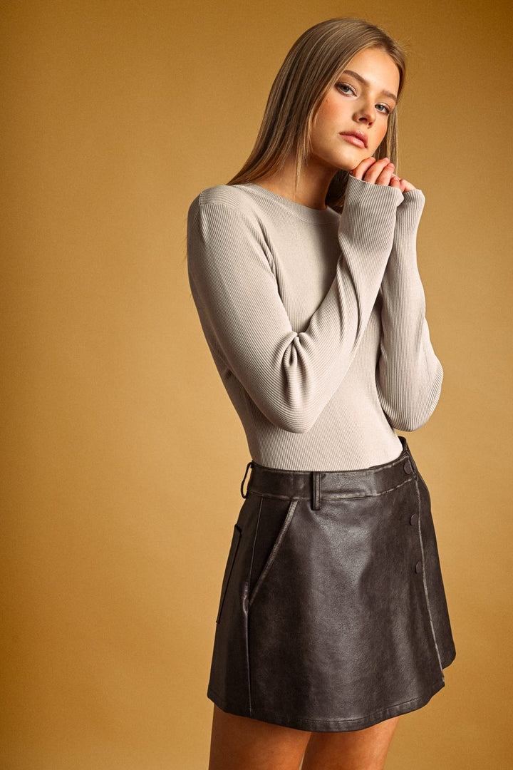 Reagan Faux Leather Skort