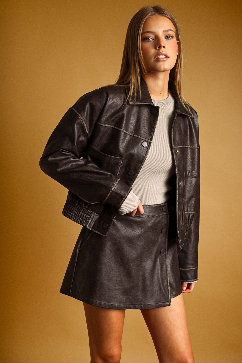 Reagan Faux Leather Skort