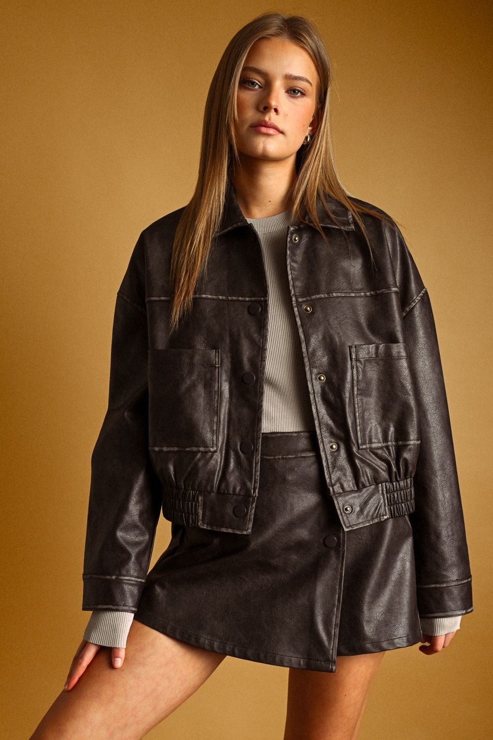 Reagan Faux Leather Skort