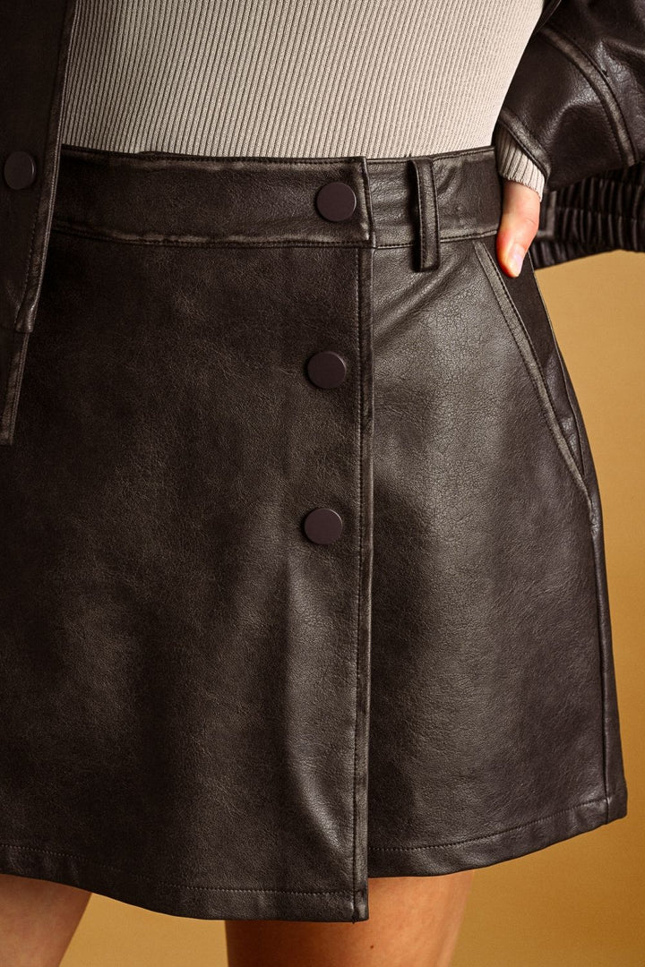 Reagan Faux Leather Skort
