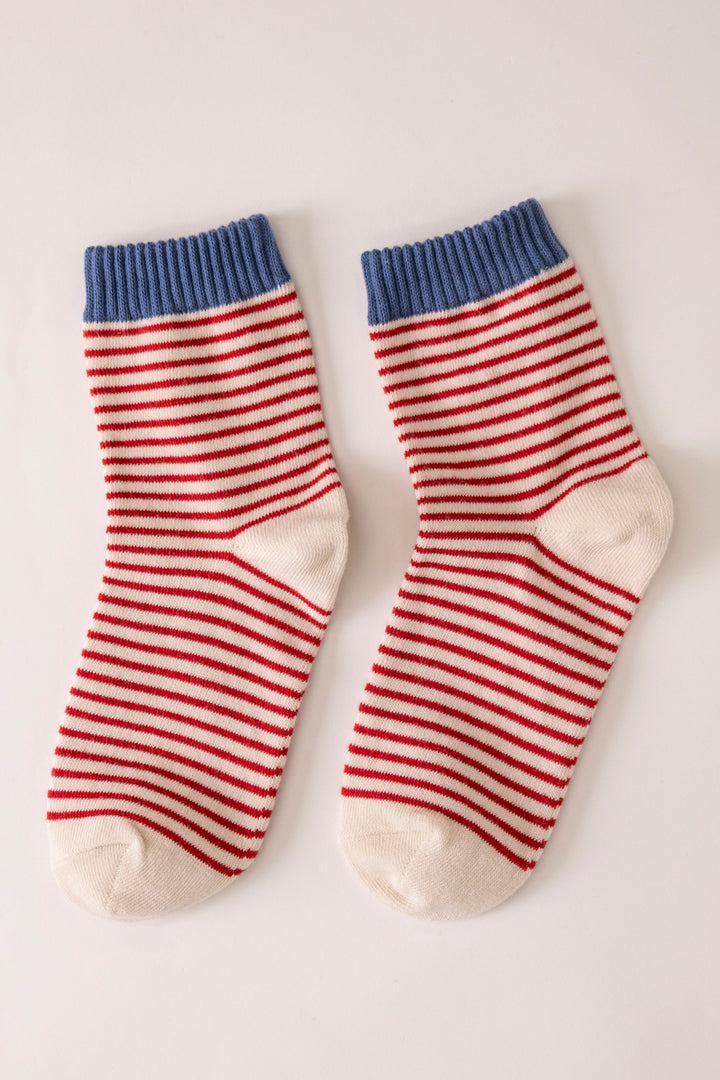 Happy Stripe Crew Socks