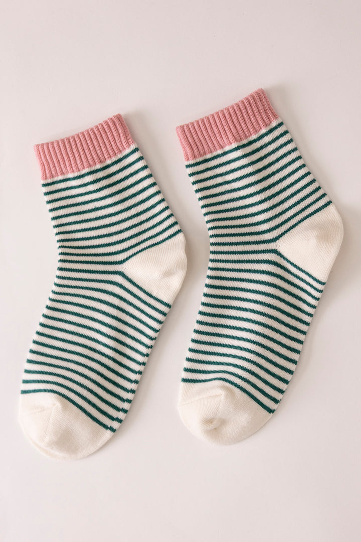 Happy Stripe Crew Socks