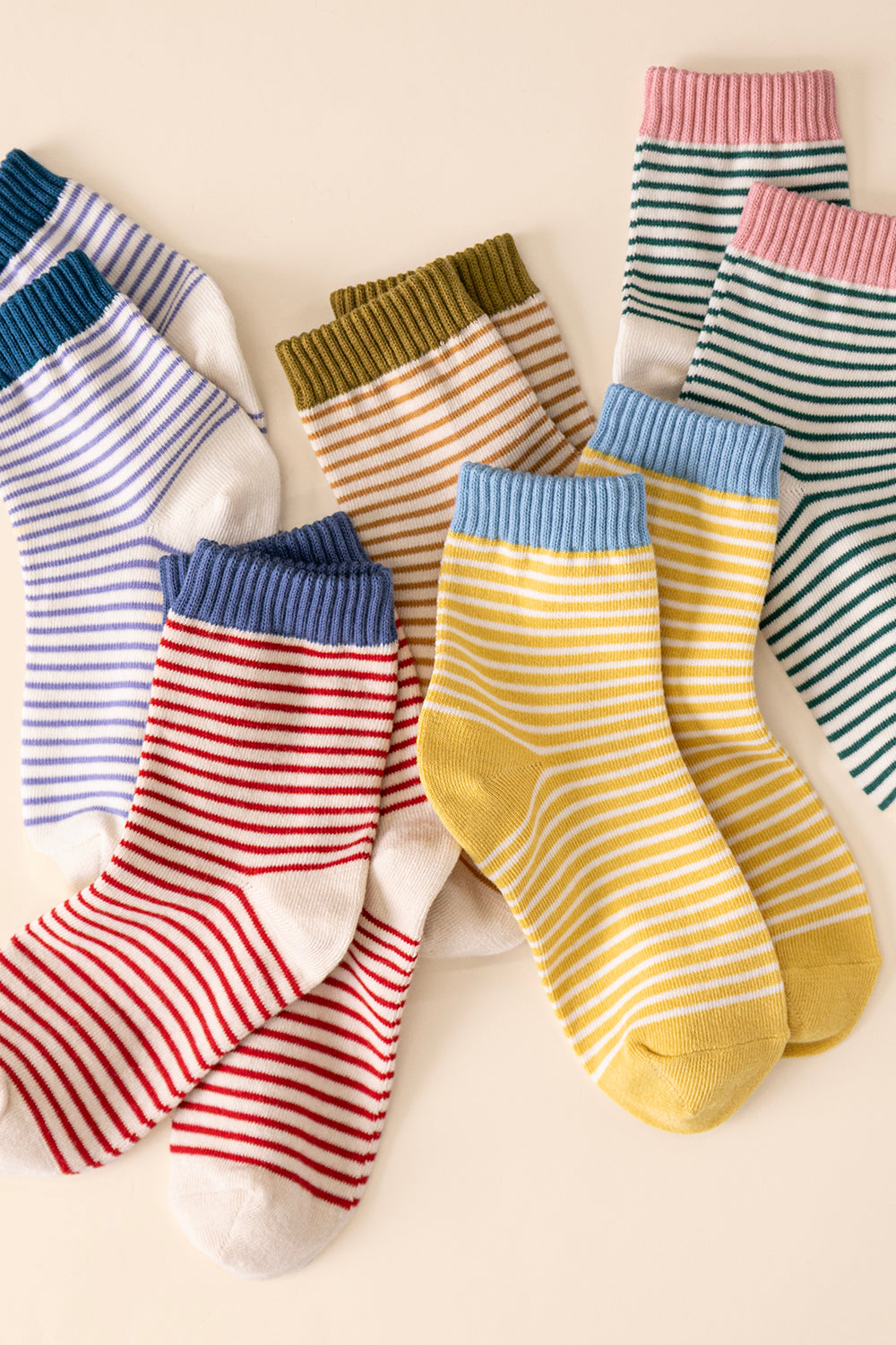 Happy Stripe Crew Socks
