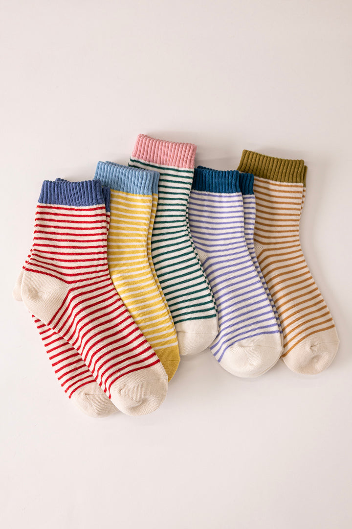 Happy Stripe Crew Socks