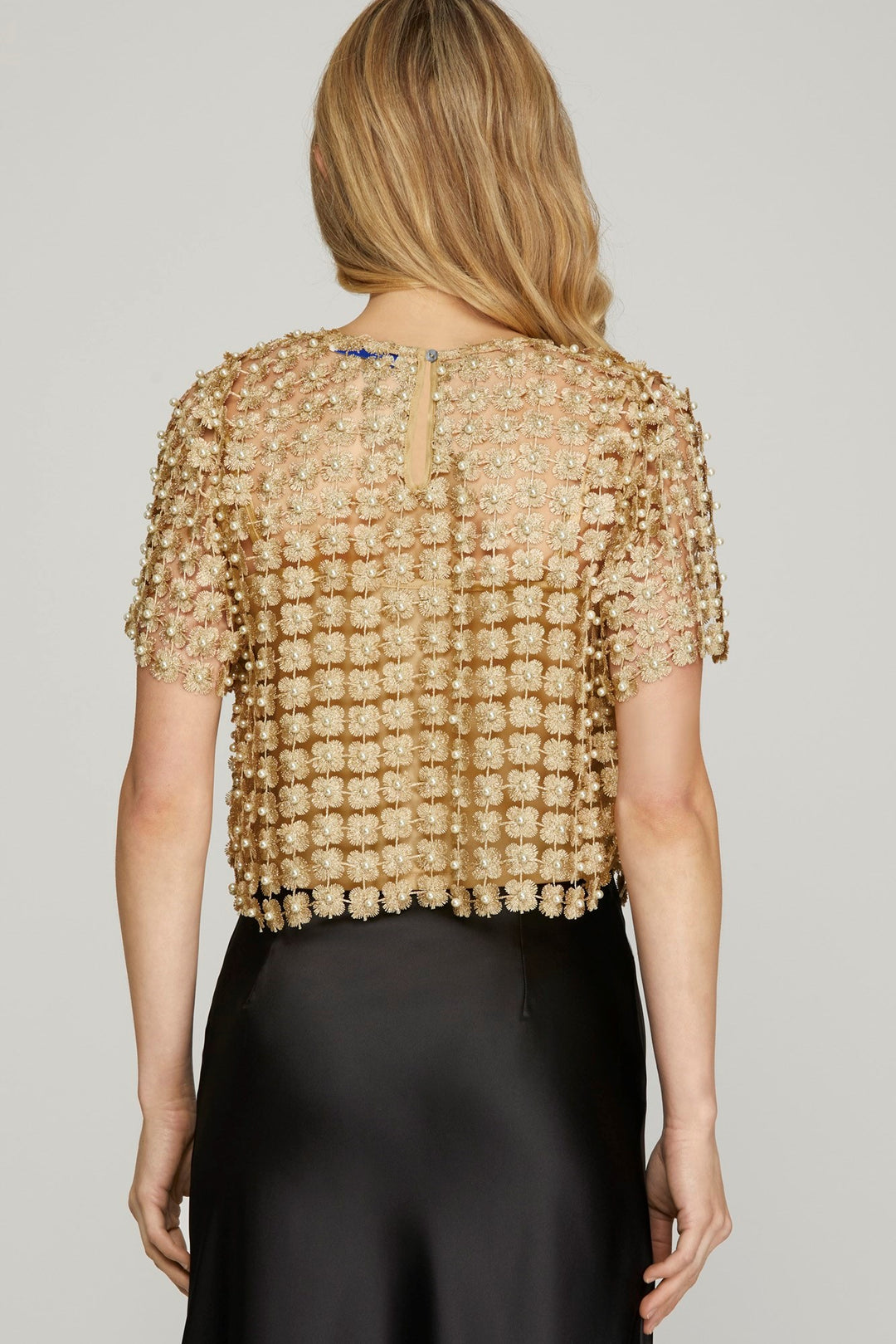 Party in Pearls Mesh Top