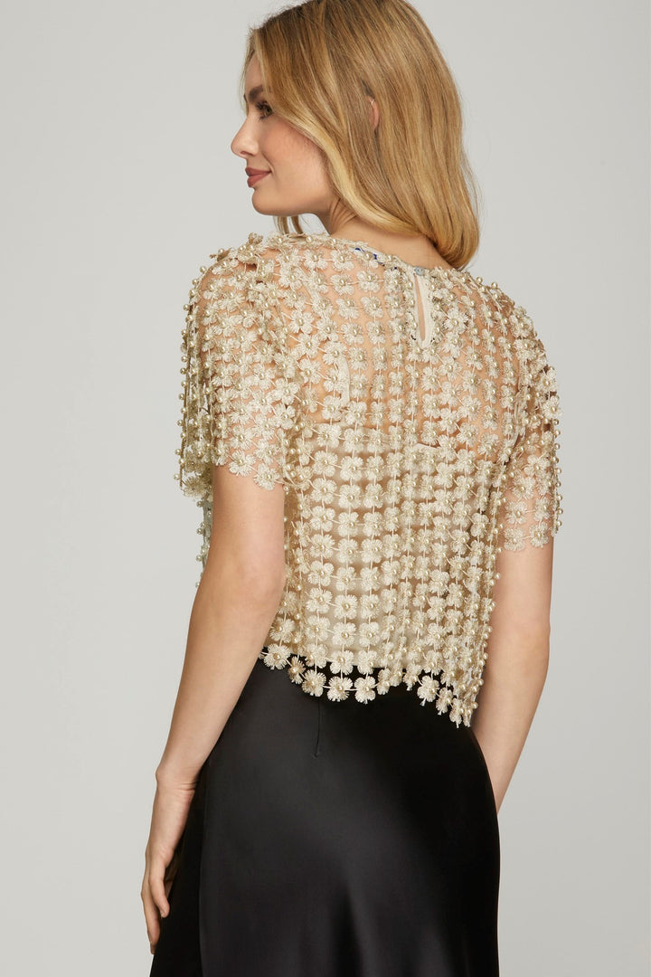 Party in Pearls Mesh Top