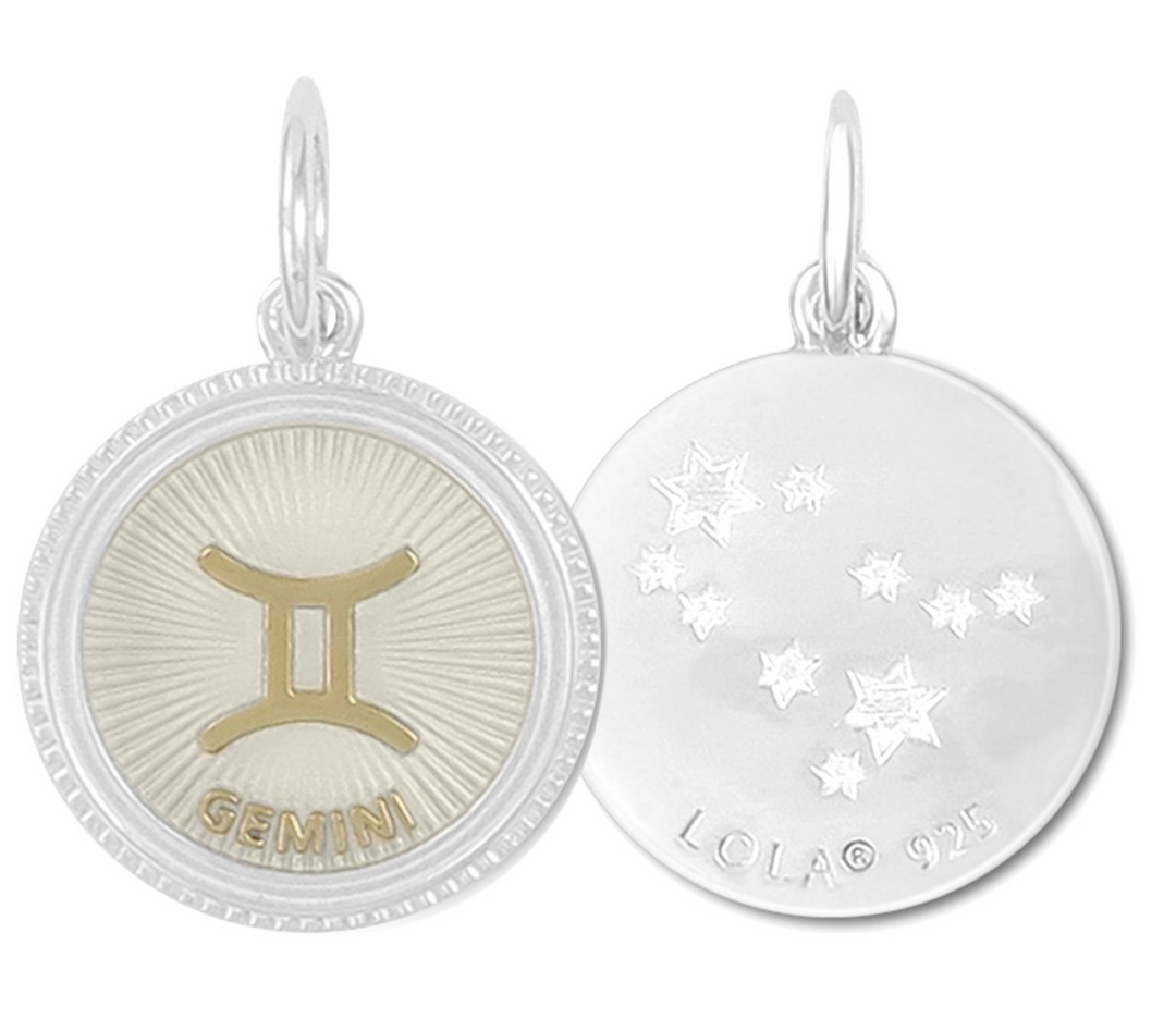 Zodiac Small Pendants, Gold Ivory, 19mm